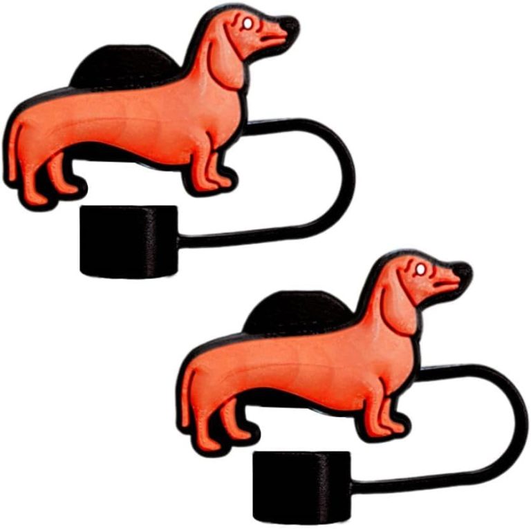 Whaline 6Pcs Dachshund Straw Covers - Cute Silicone Straw Toppers For 30/40 Oz Tumbler Cups